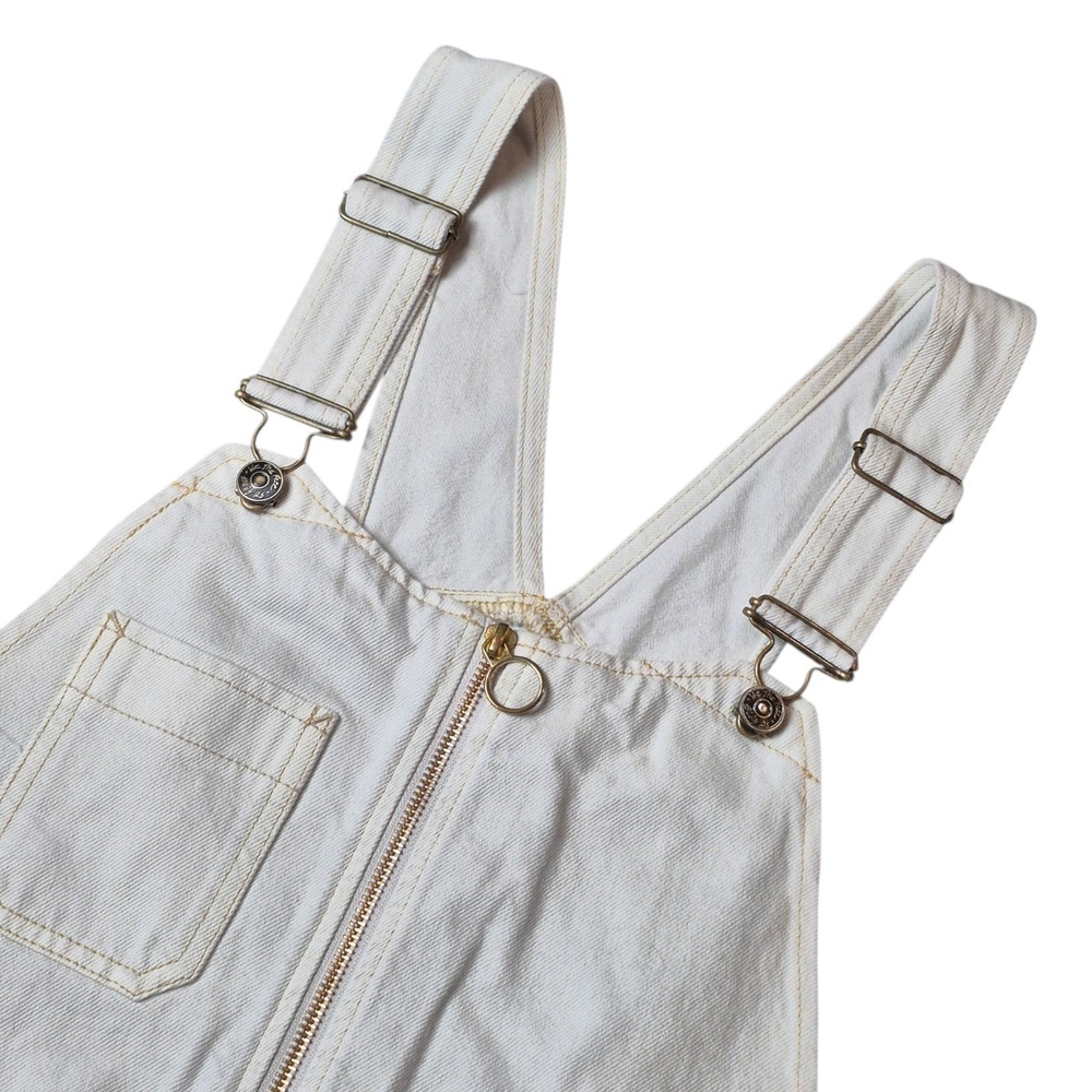 Free People We The Free Women's 8 Off White Denim Overalls Shortalls NWT